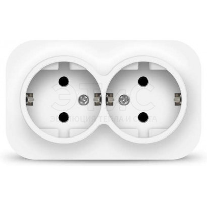 Розетка двойная наружная З/К 16А 220В IP20 белая (еврослот) IONICH